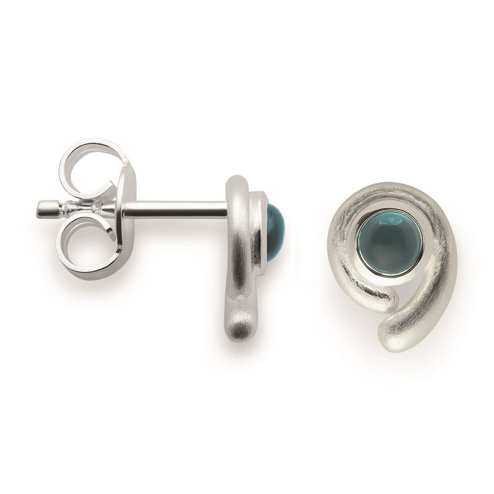 925/- Ohrstecker, mattiert, Blautopas 0,28ct - Nicht rhodiniert