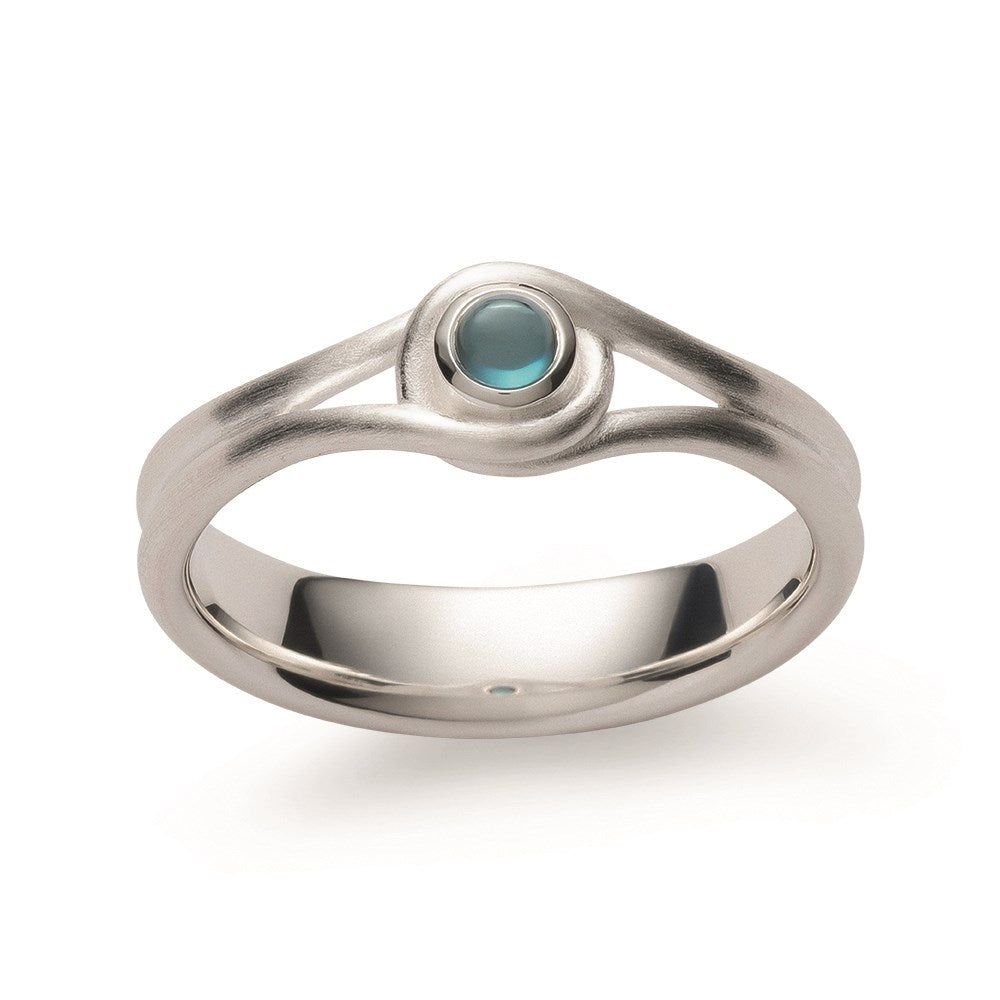 925/- Ring, mattiert, Blautopas 0,15ct - 52 / Nicht rhodiniert