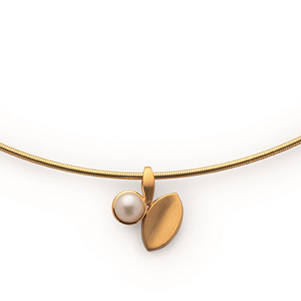 925/- pendant, gold-plated, matt,cult. Pearl 1,1ct