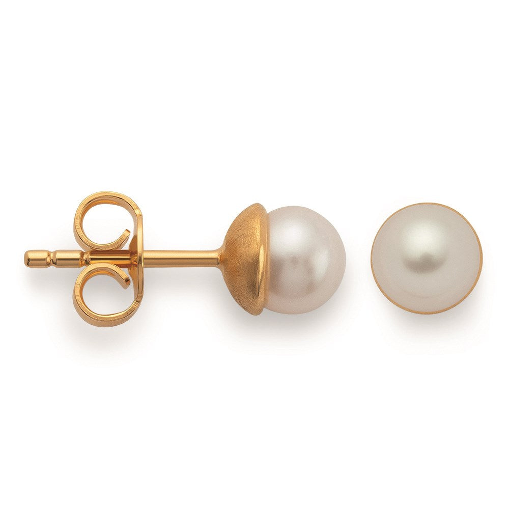 925/- ear studs, gold-pl., pol., cult. pearl 2,1ct