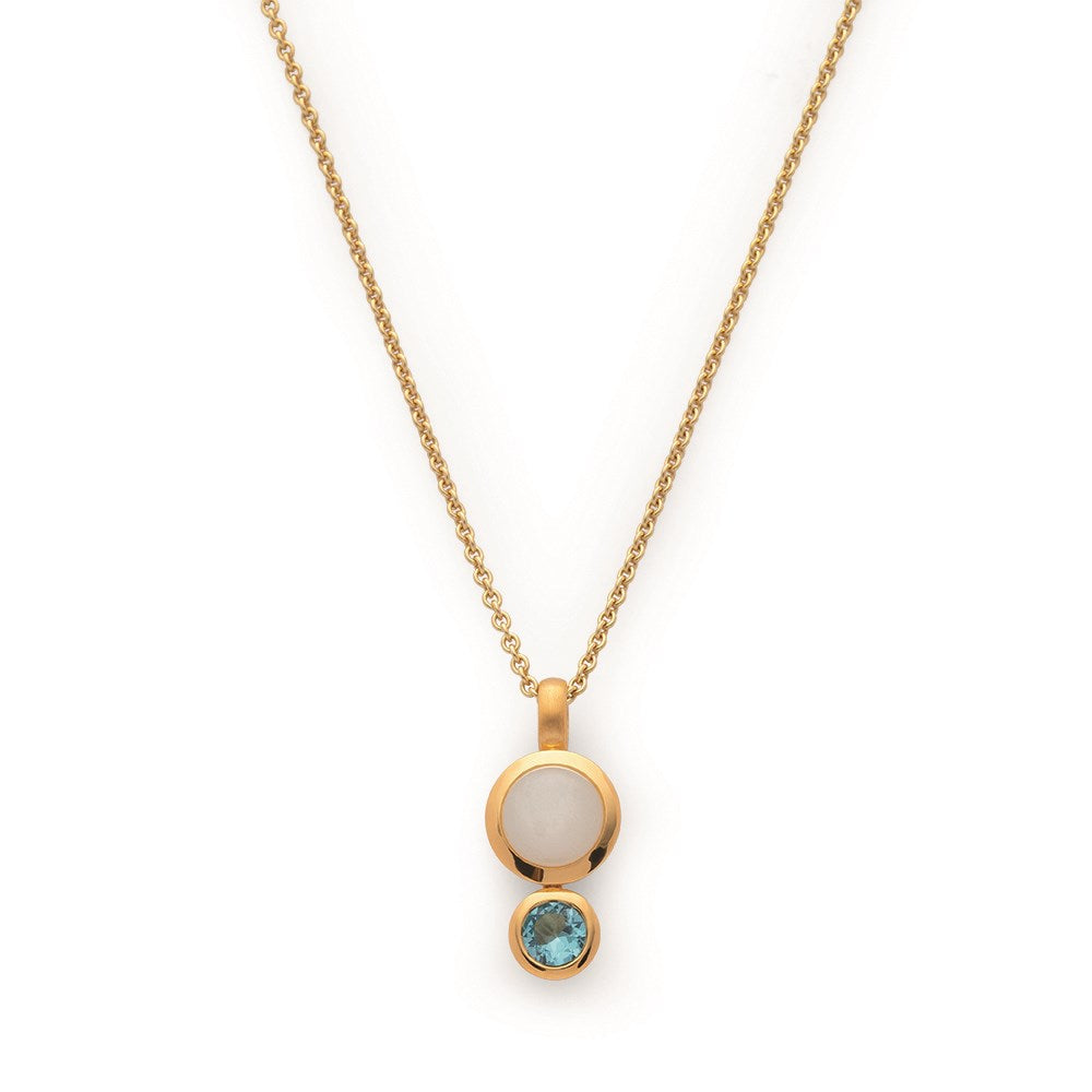 925/Anhänger,vergoldet,Mondstein2ct,Blautopas0,5ct