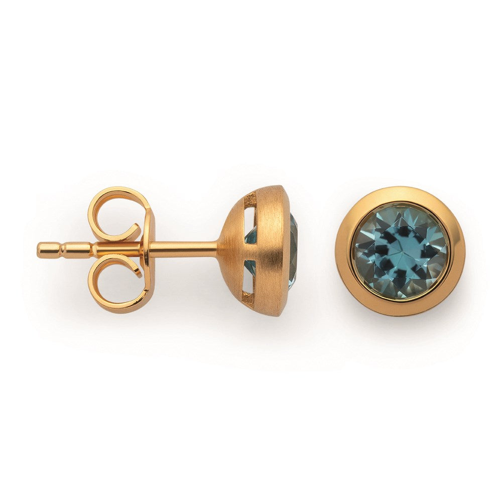 925/-ear studs, gold-plated,polished, topaz 1,16ct
