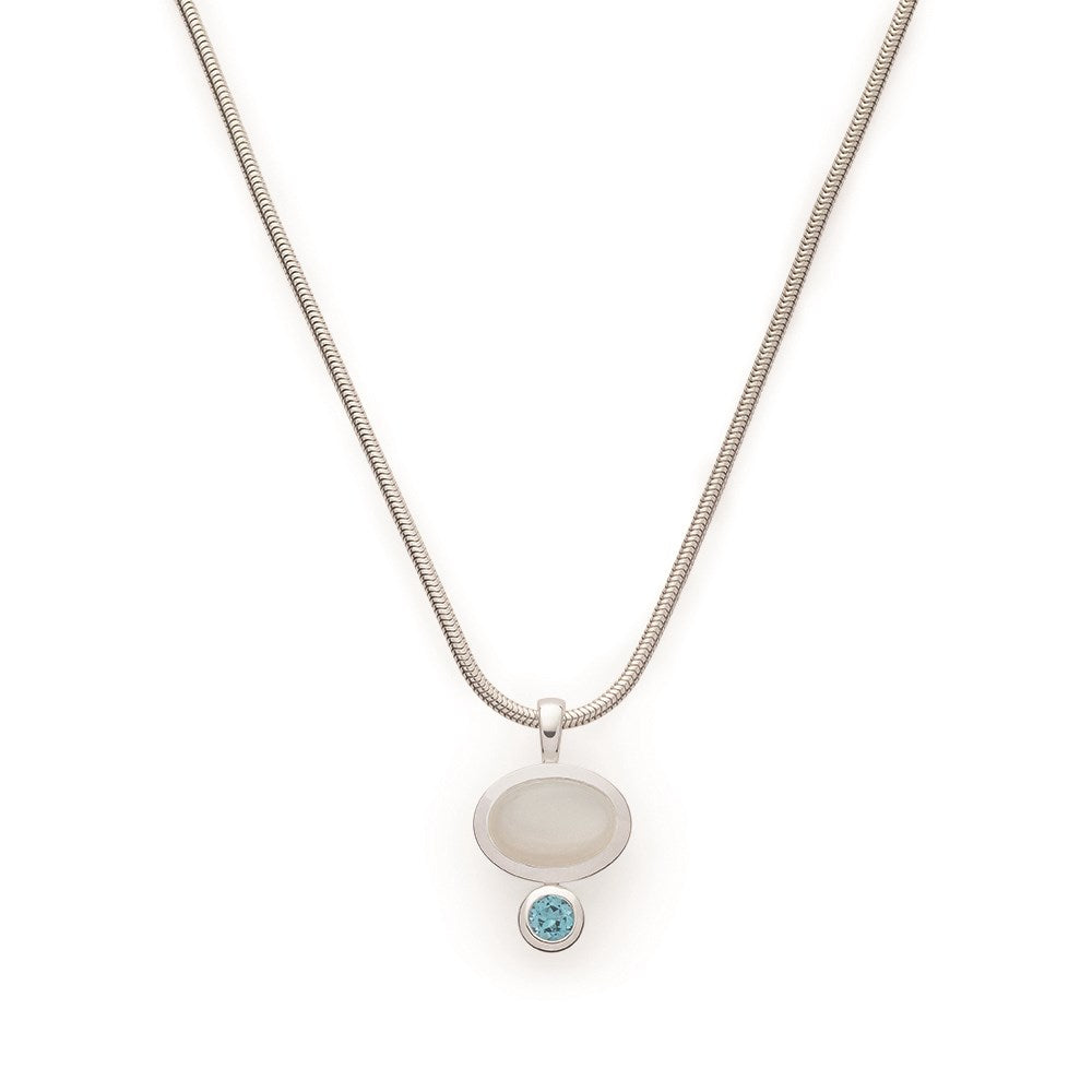 925/Anhänger,pol,Mondstein 2,15ct,Blautopas 0,25ct - Nicht rhodiniert
