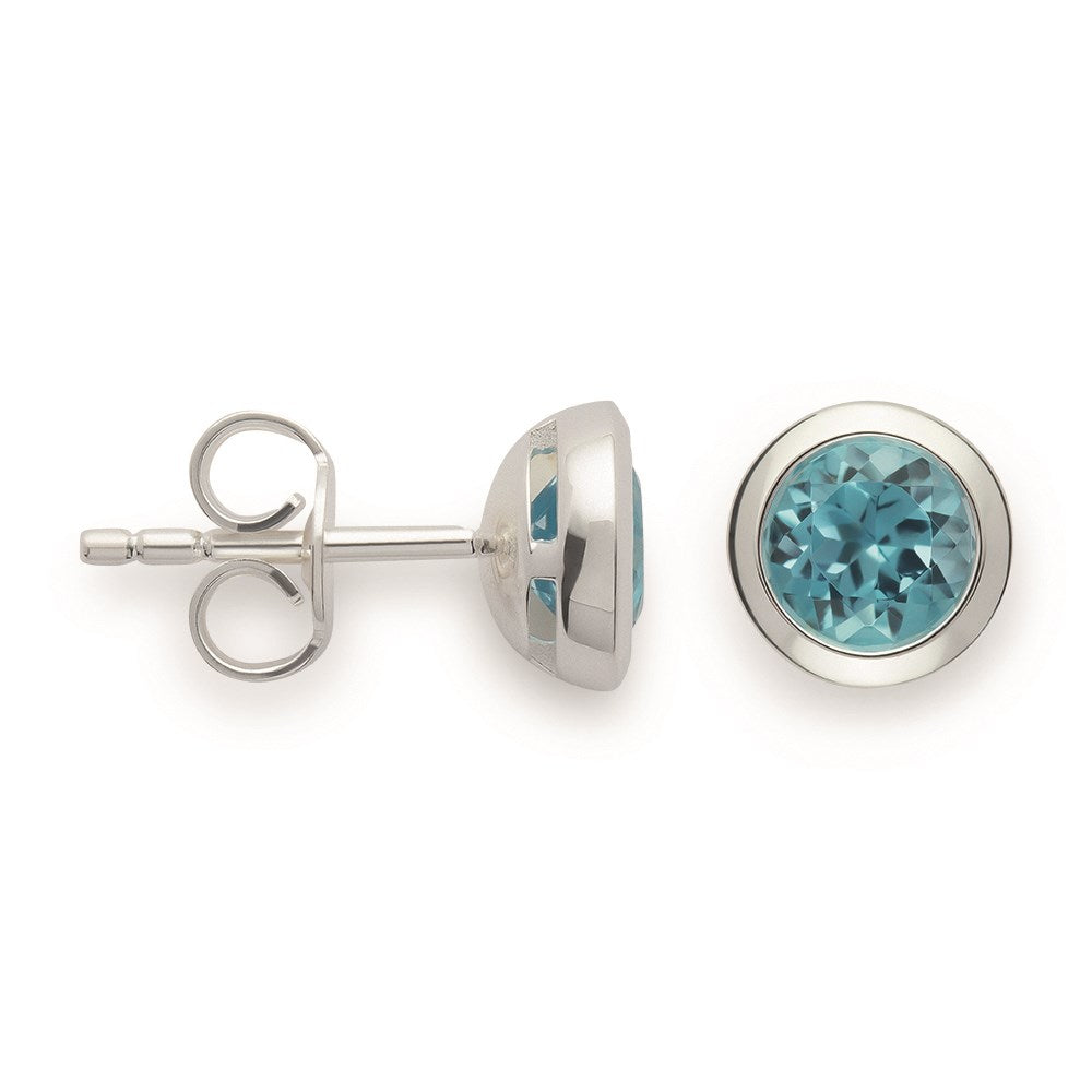 925/- Ohrstecker, poliert, Blautopas 1,25ct - Nicht rhodiniert