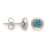 925/- ear studs, polished, blue topaz 1,25ct