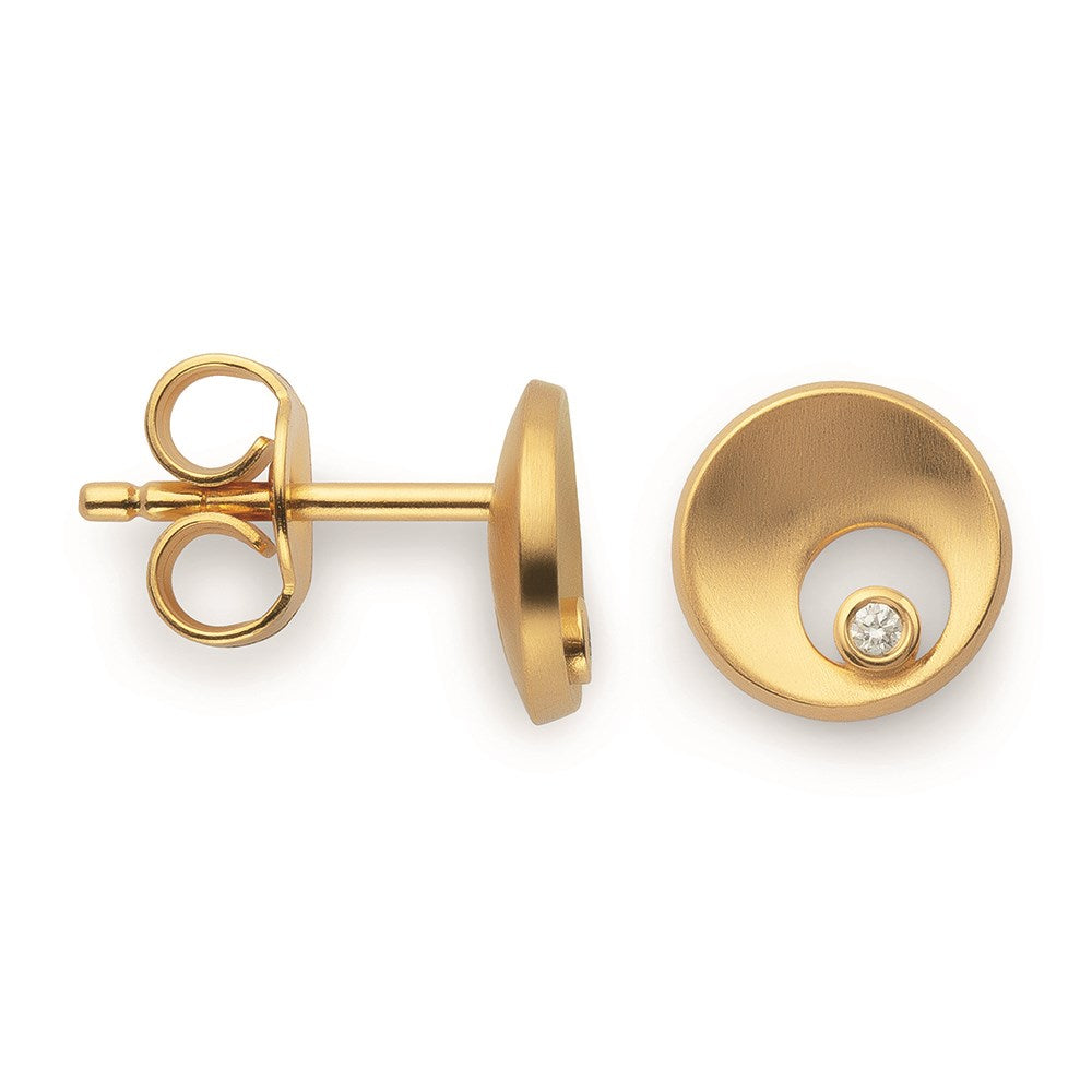 925/- ear studs,gold-plated,matt, dia. 0,02ct W-SI
