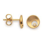 925/- ear studs,gold-plated,matt, dia. 0,02ct W-SI