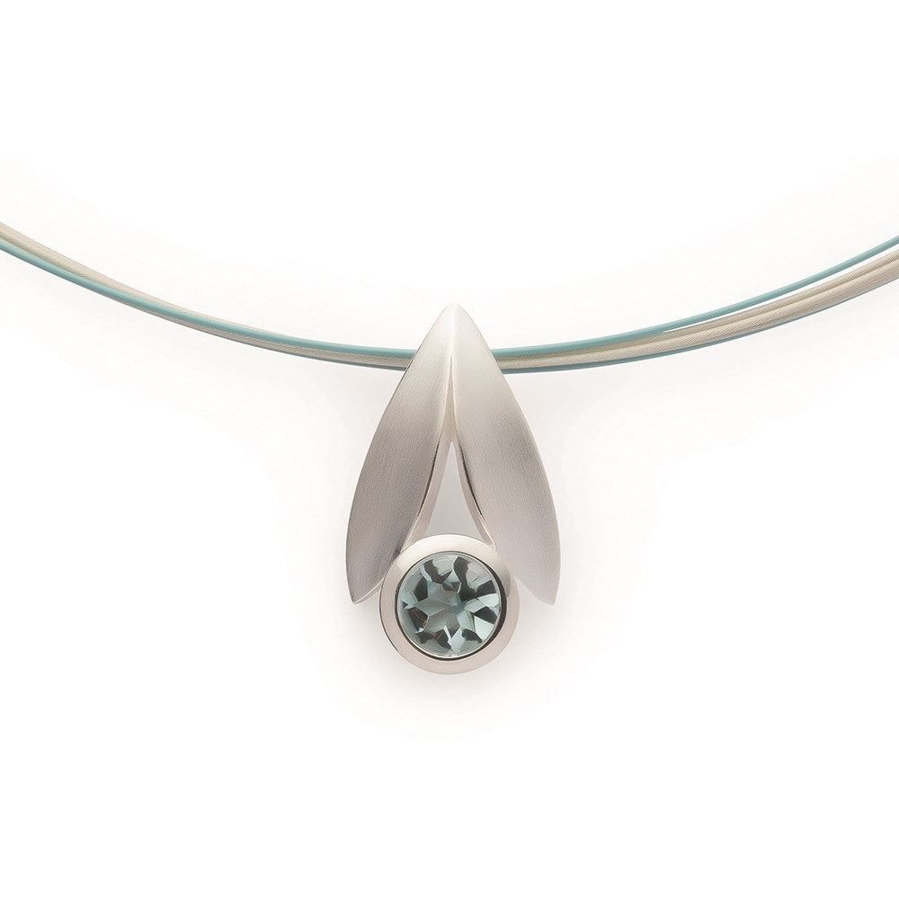 925/- Anhänger, mattiert/poliert, Blautopas 0,93ct - Nicht rhodiniert