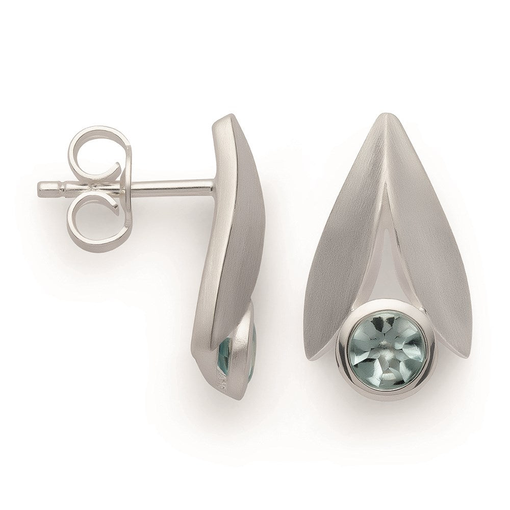 925/- Ohrstecker, matt/poliert, Blautopas 0,62ct - Nicht rhodiniert
