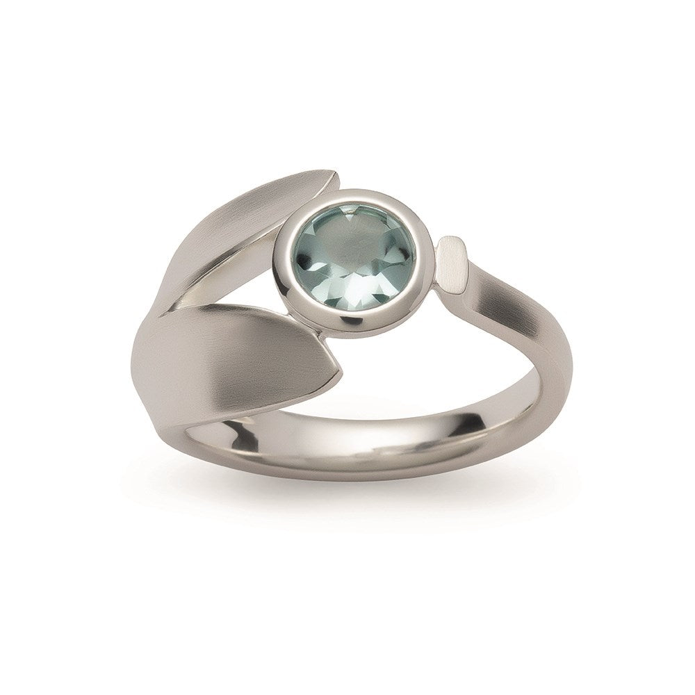 925/- Ring, mattiert/poliert, Blautopas 0,87ct - 52 / Nicht rhodiniert