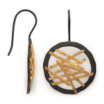 925/-earrings,partly gold-plated,black-rh,matt