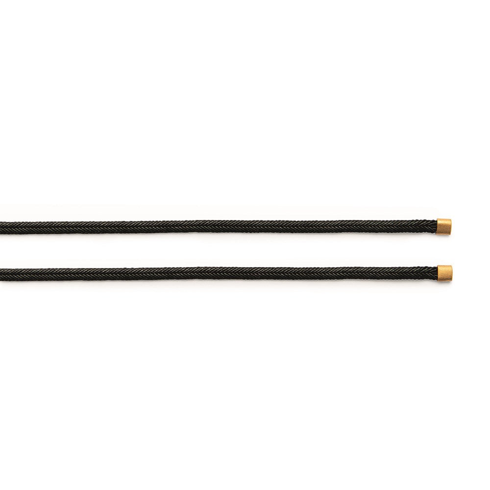 Mokuba cord black,925/-end caps,gold-pl.,100cm,3mm