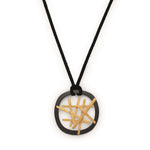 925/- pendant, partly gold-plated,black-rh,matt