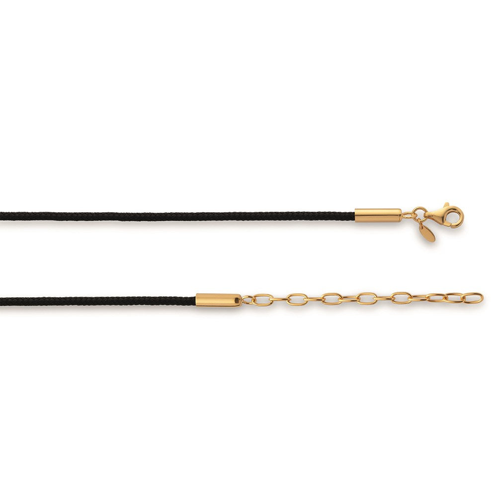 cord black, 925/- anchor chain,gold-pl.,50+5cm,2mm