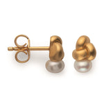 925/-ear studs,gold-plated,matt,cult. pearl 0,93ct