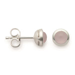 925/- ear studs, polished, rose quartz 0,54ct