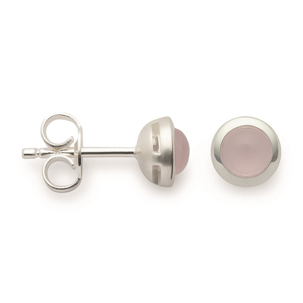 925/-Ohrstecker, poliert, Rosenquarz 0,54ct - Nicht rhodiniert