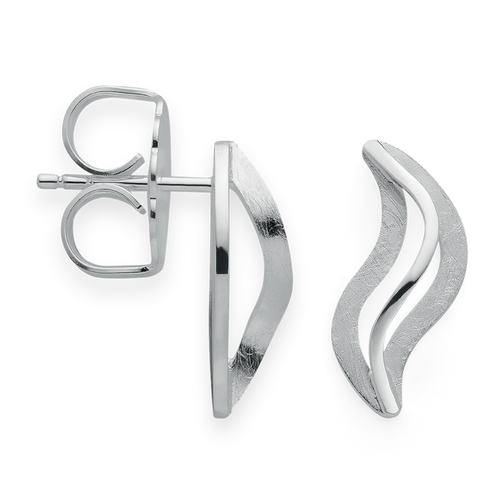 925/- Ohrstecker, rhodiniert, kratzmatt/poliert - Rhodiniert