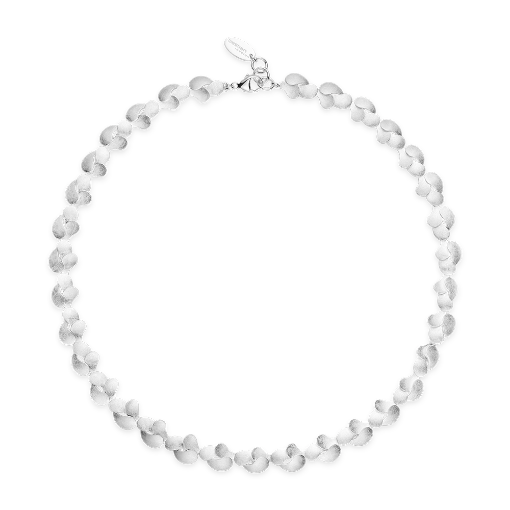 925/- necklace, rh-plated, scratch matt, 45+ 3cm - Non rhodium-plated