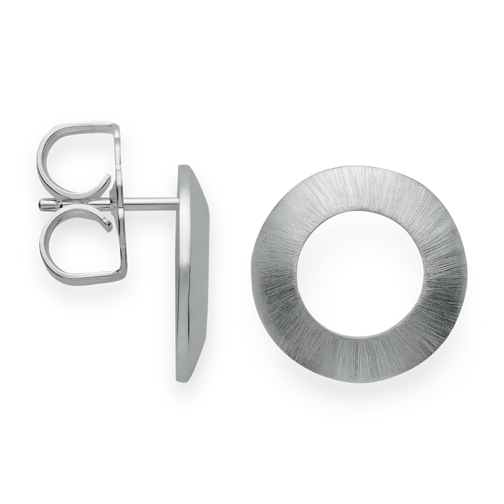 925/- Ohrstecker, rhodiniert, mattiert - Rhodiniert