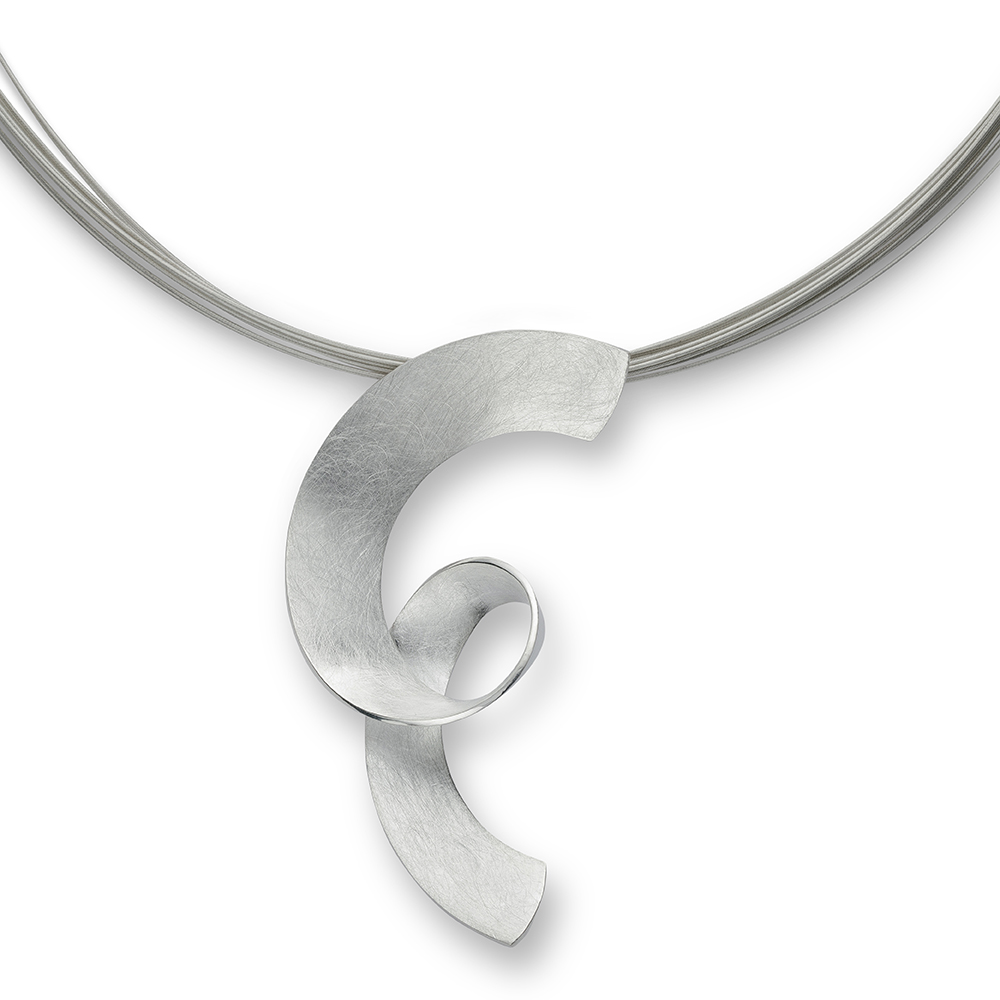 925/- pendant, rh-plated, scratch matt/polished - Rhodium-plated