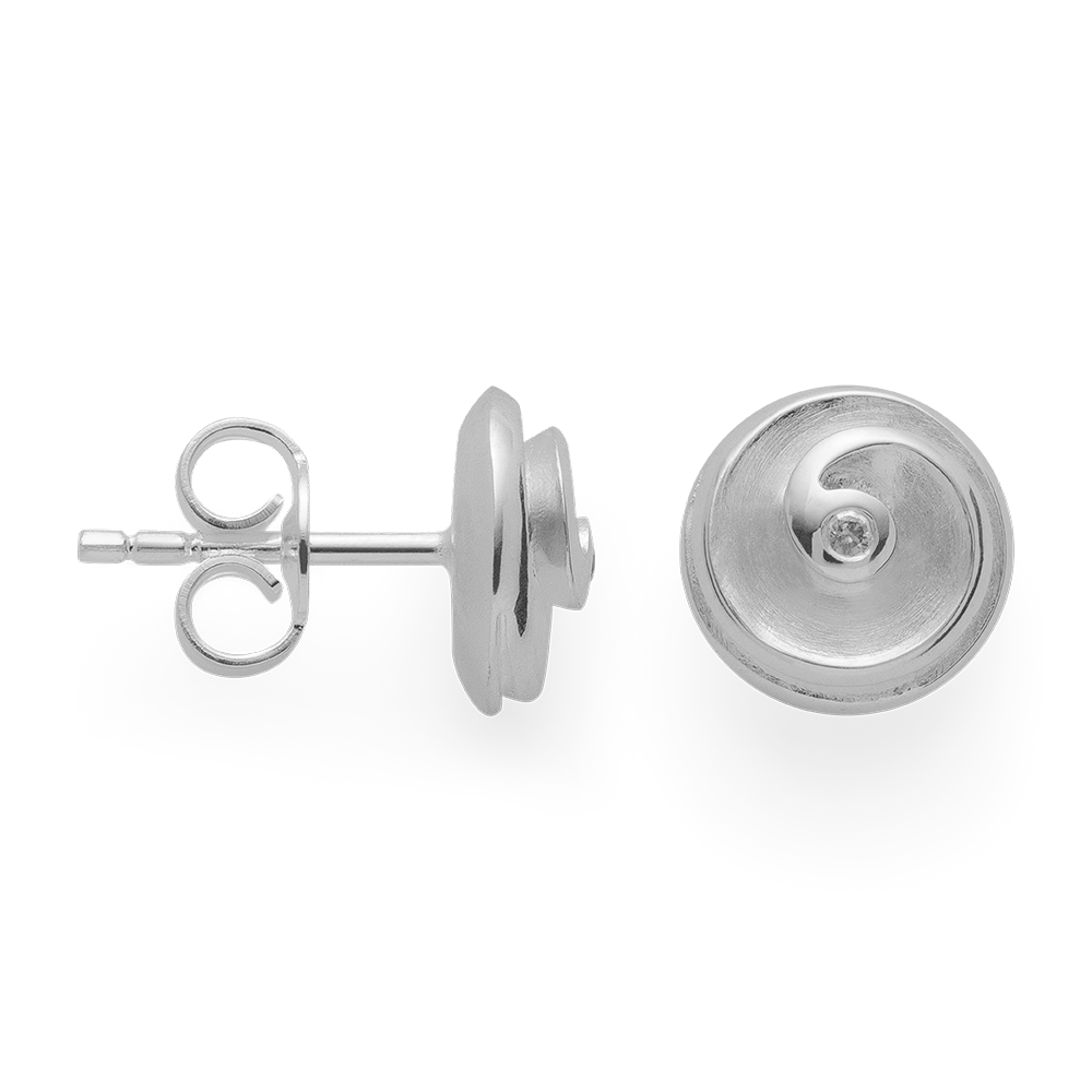 925/-Ohrstecker,rhodi,kratzm/pol,Dia. 0,02ct W-SI - Rhodiniert