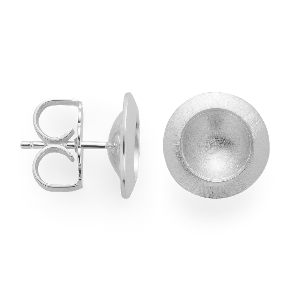 925/- Ohrstecker, rhodiniert, mattiert/kratzmatt - Rhodiniert