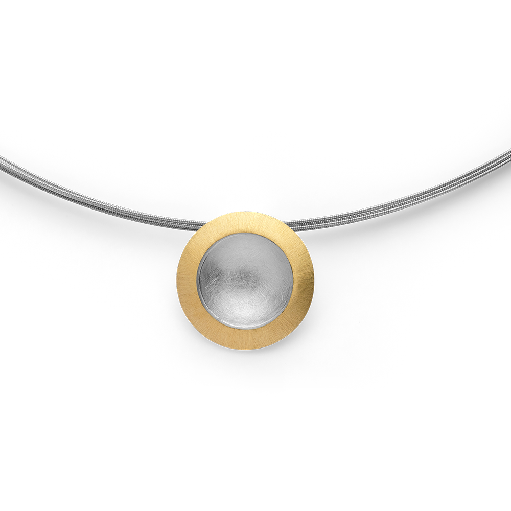 925/- pendant, gold-plated, rh-plated, matt - Rhodium-plated