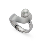 925/- Ring, rhodi., matt./pol., Zuchtperle 2,89ct