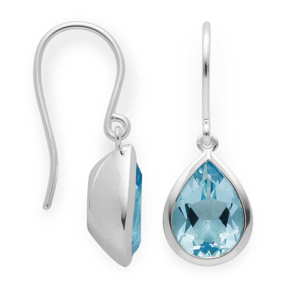 925/- Ohrhänger, rhodi., poliert, Blautopas 6,37ct - Rhodiniert