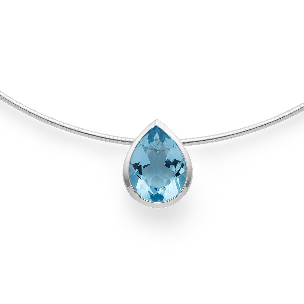 925/- pendant,rh-plated,polished,blue topaz 5,76ct - Rhodium-plated