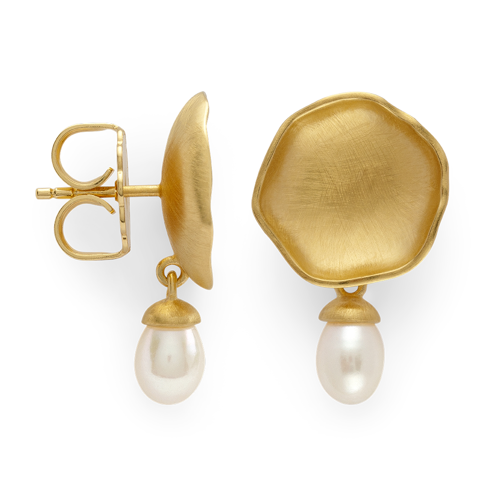 925ear studs,gold-plated,matt,cultur. pearl 3,10ct