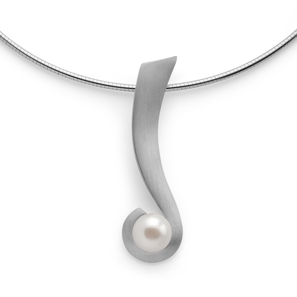 925/-pendant, rh-plated,matt,cultured pearl 8,93ct