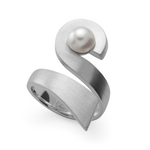 925/- Ring, rhodi., matt, Zuchtperle weiß 2,15ct