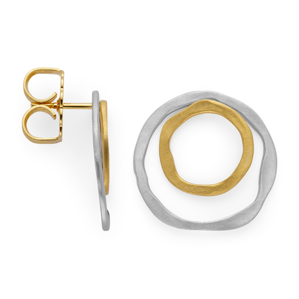 925/- Ohrstecker, teilvergoldet, rhodi., mattiert - Rhodium-plated
