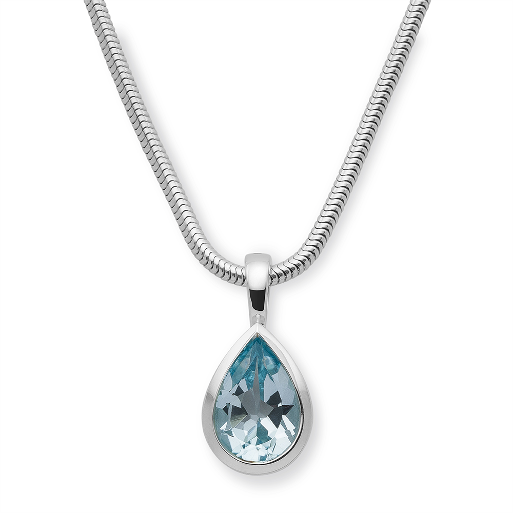 925/pendant,rh-plated,polished,blue topaz 1,97ct - Rhodium-plated