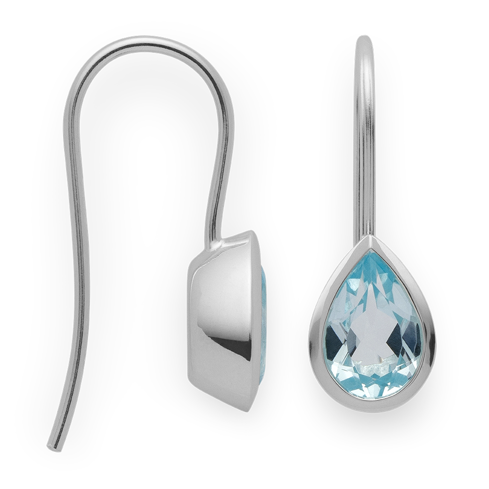 925/- Ohrhänger, rhodi., poliert, Blautopas 2,22ct - Rhodiniert