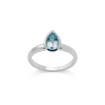 925/- Ring, rhodiniert, poliert, Blautopas 1,12ct