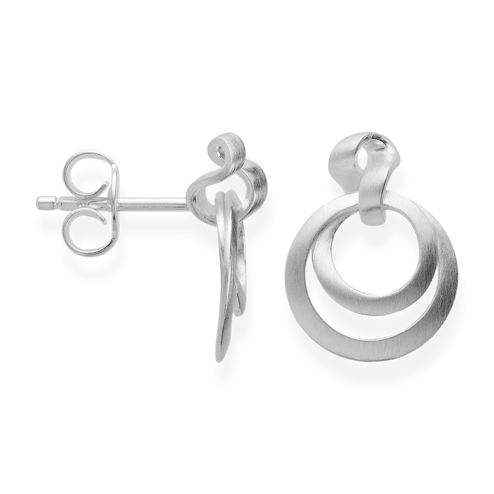 925/- Ohrstecker, rhodiniert,mattiert - Rhodiniert