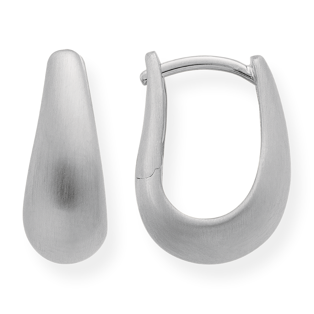 925/- hinge earrings, rhodium-plated, satin matt - Rhodium-plated