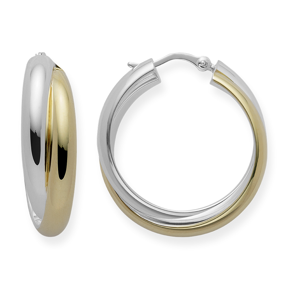 925hinge earrings,partly gold-plated,rh-plated,pol - Rhodium-plated