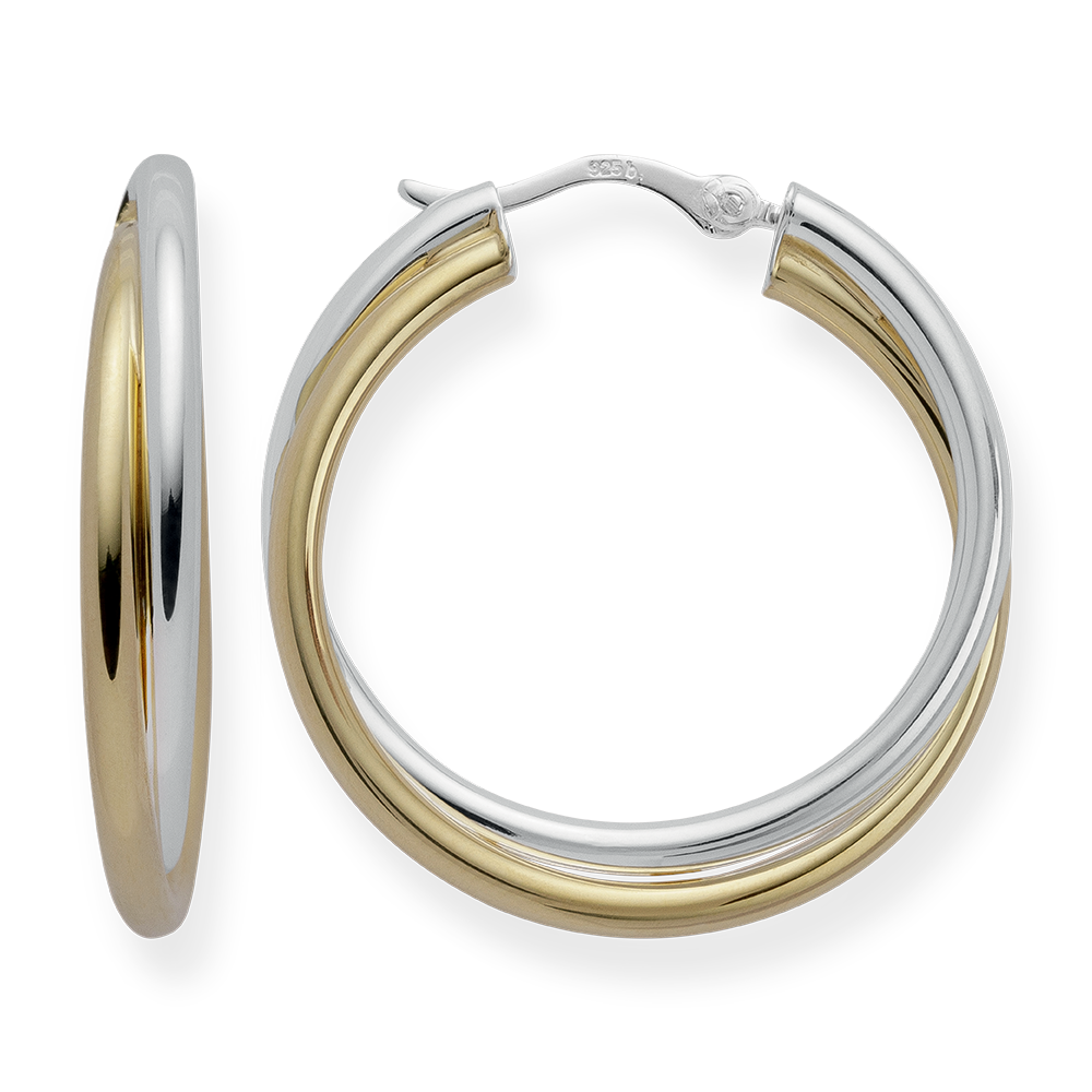 925/hingeearrings,partly gold-plated,rh-plated,pol - Rhodium-plated