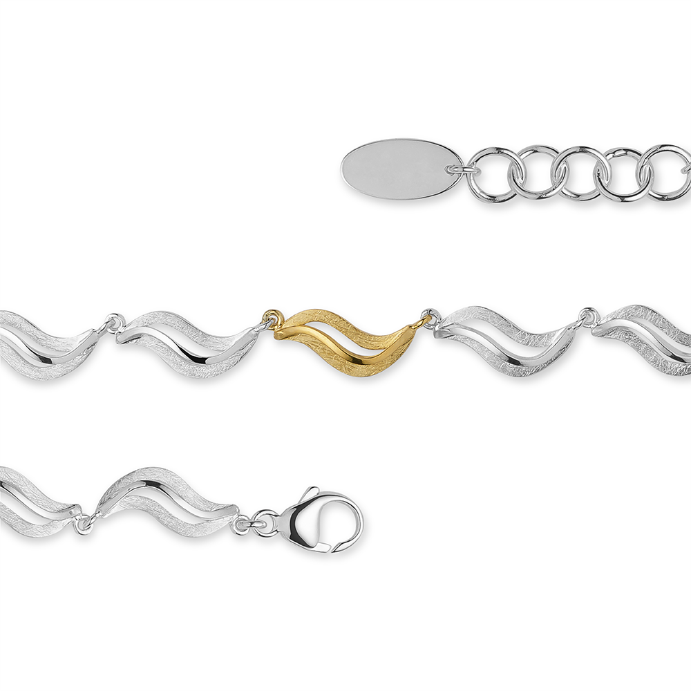 925/-Armband,teilverg.,rhodi,kratzm/pol, 17+ 2,5cm - Nicht rhodiniert