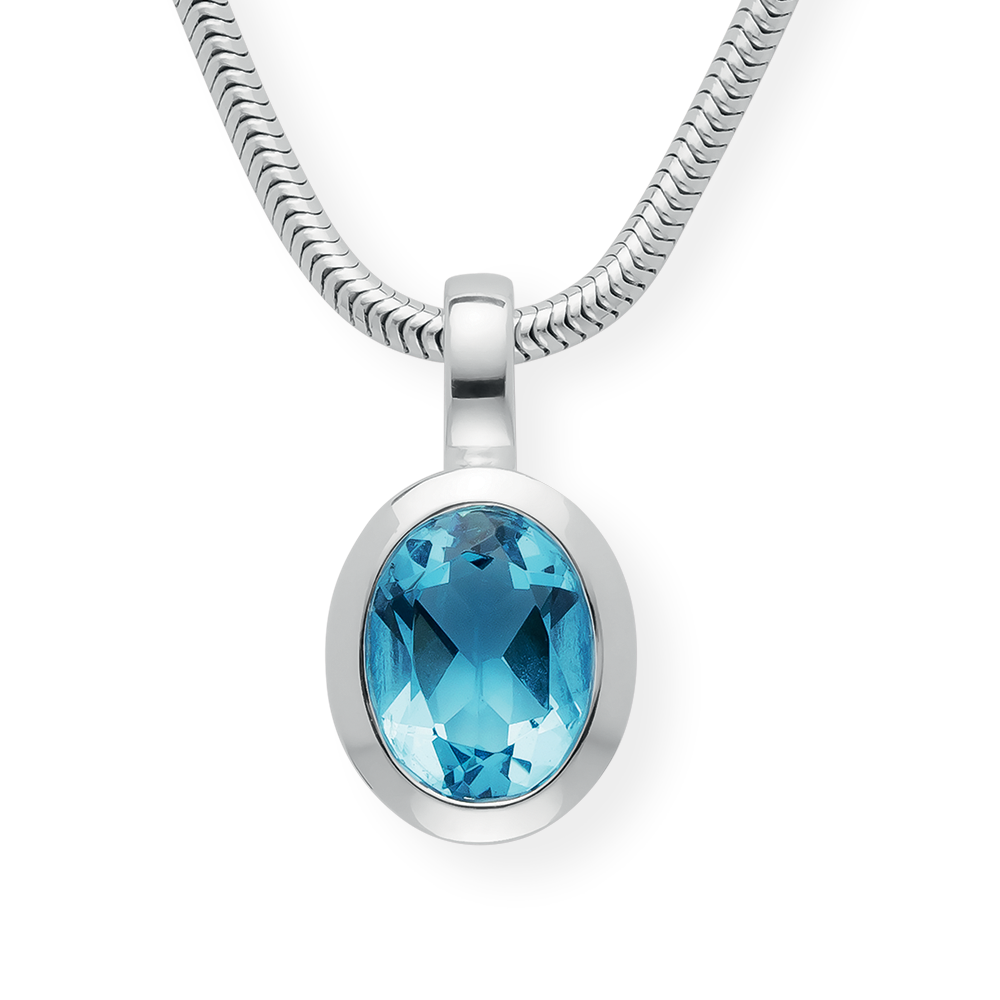 925/- Vedhæng blå topas 1,48ct. Mat/pol