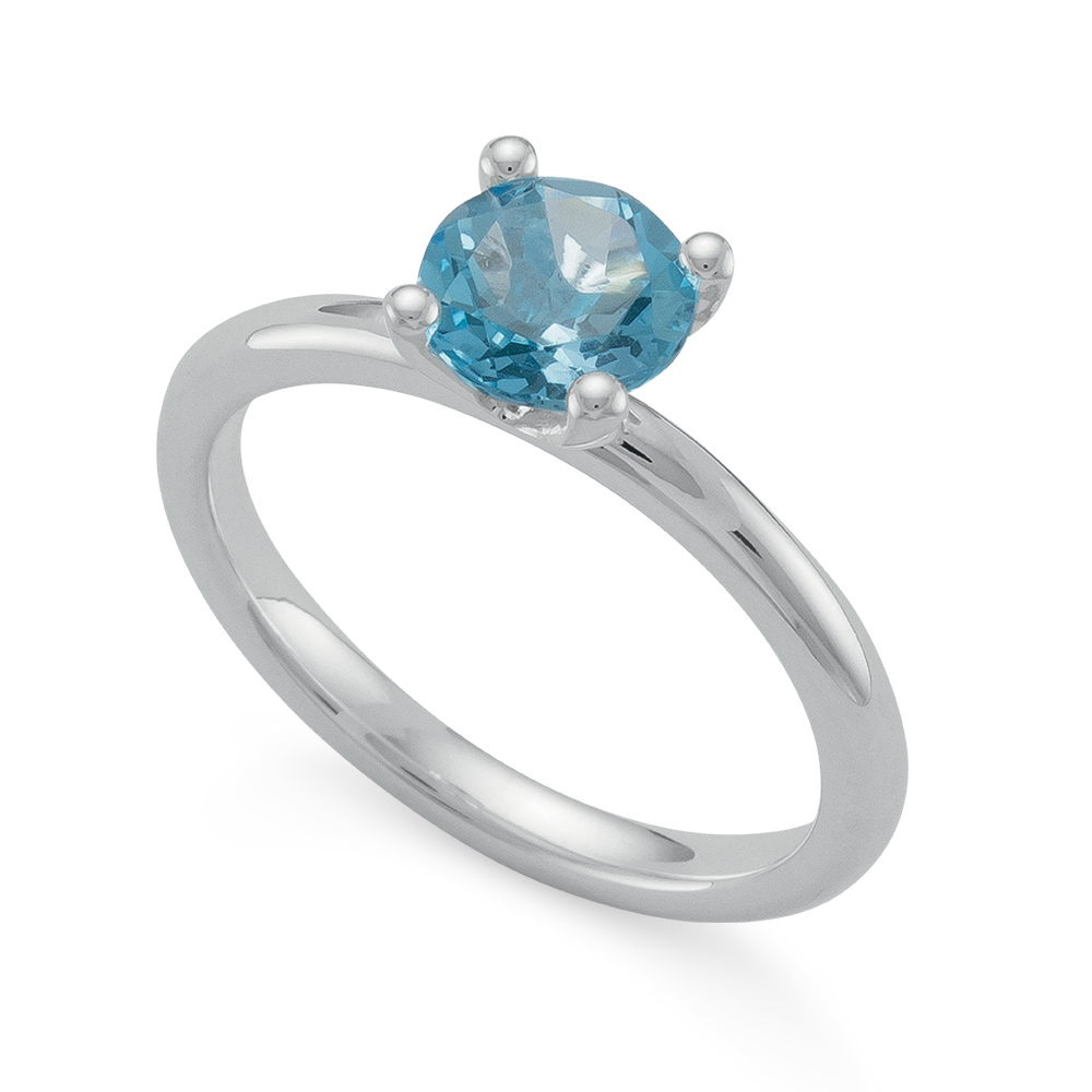 925/- ring, topaz sky blue 0,99ct, polished - 60 / Rhodium-plated