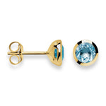 925/ - oorknopjes, verguld met blauwe topaas 1,02 ct