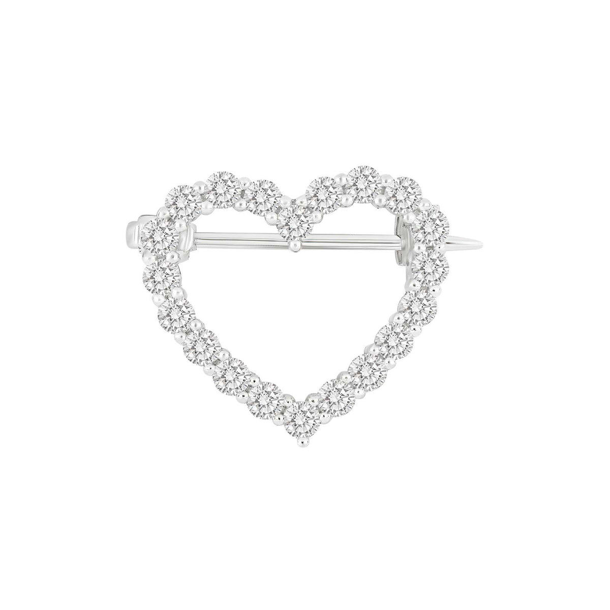 silver brooch heart 19mm OBINOR - Rhodium plated