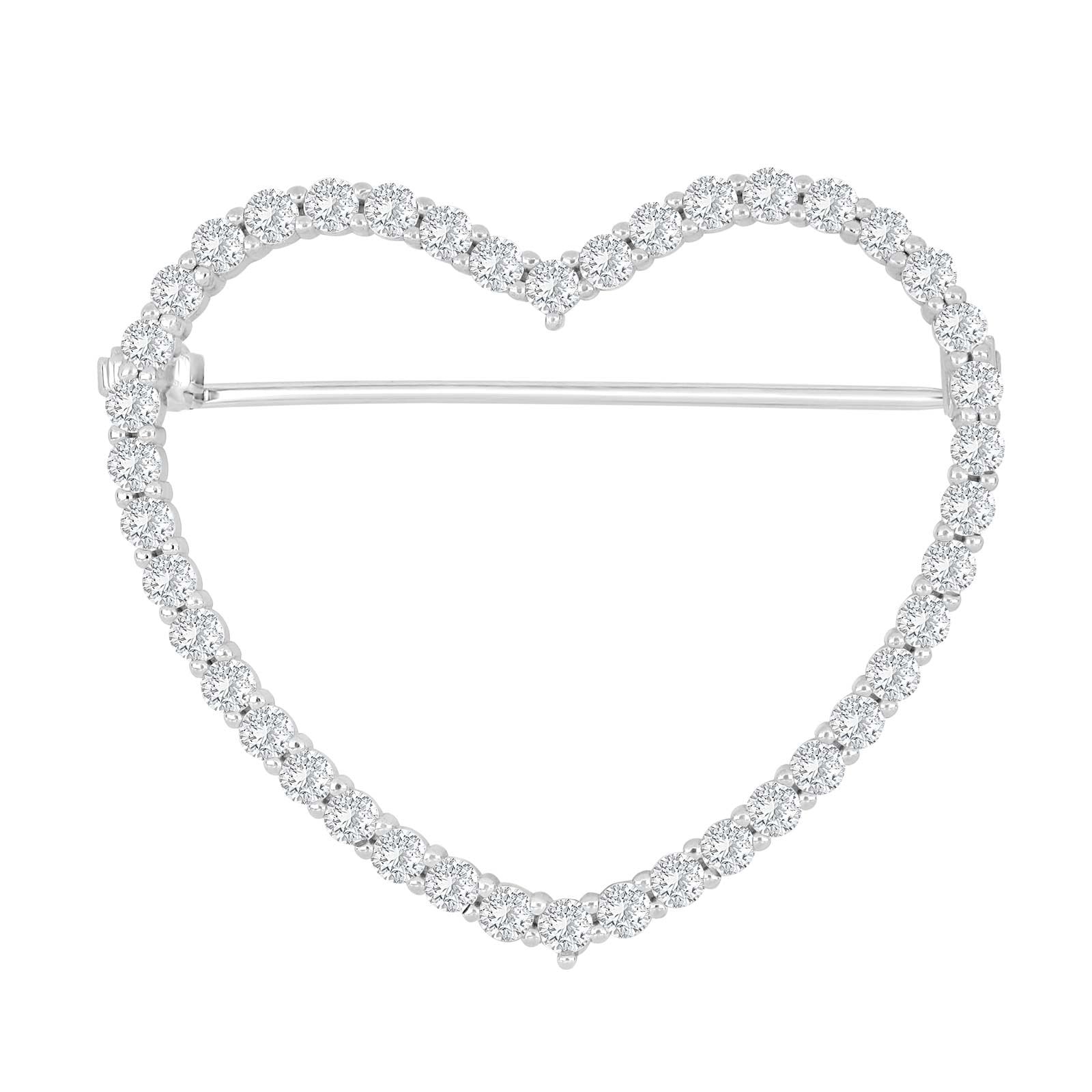 silver brooch heart 38mm OBINOR