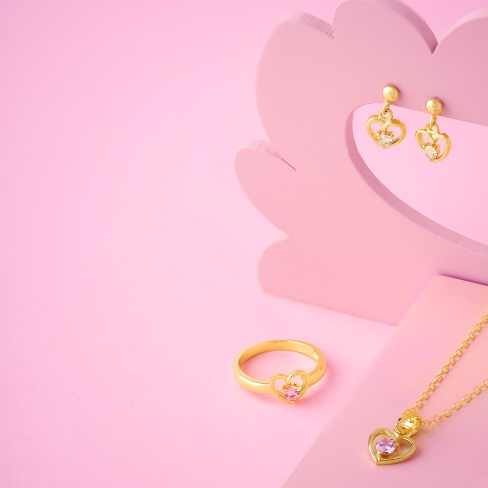 Rod. silver children's ring heart w/pink cz