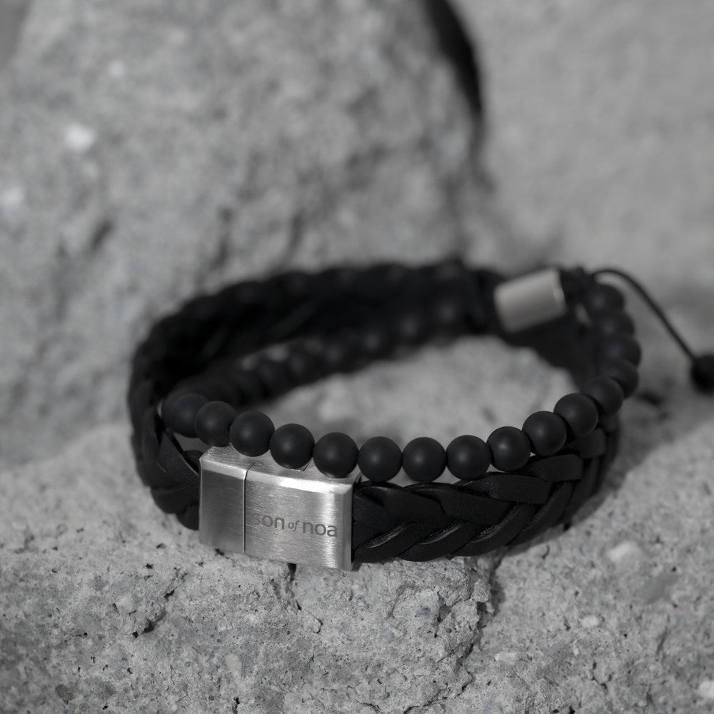 SON Armband matt schwarzer Onyx 19-25cm